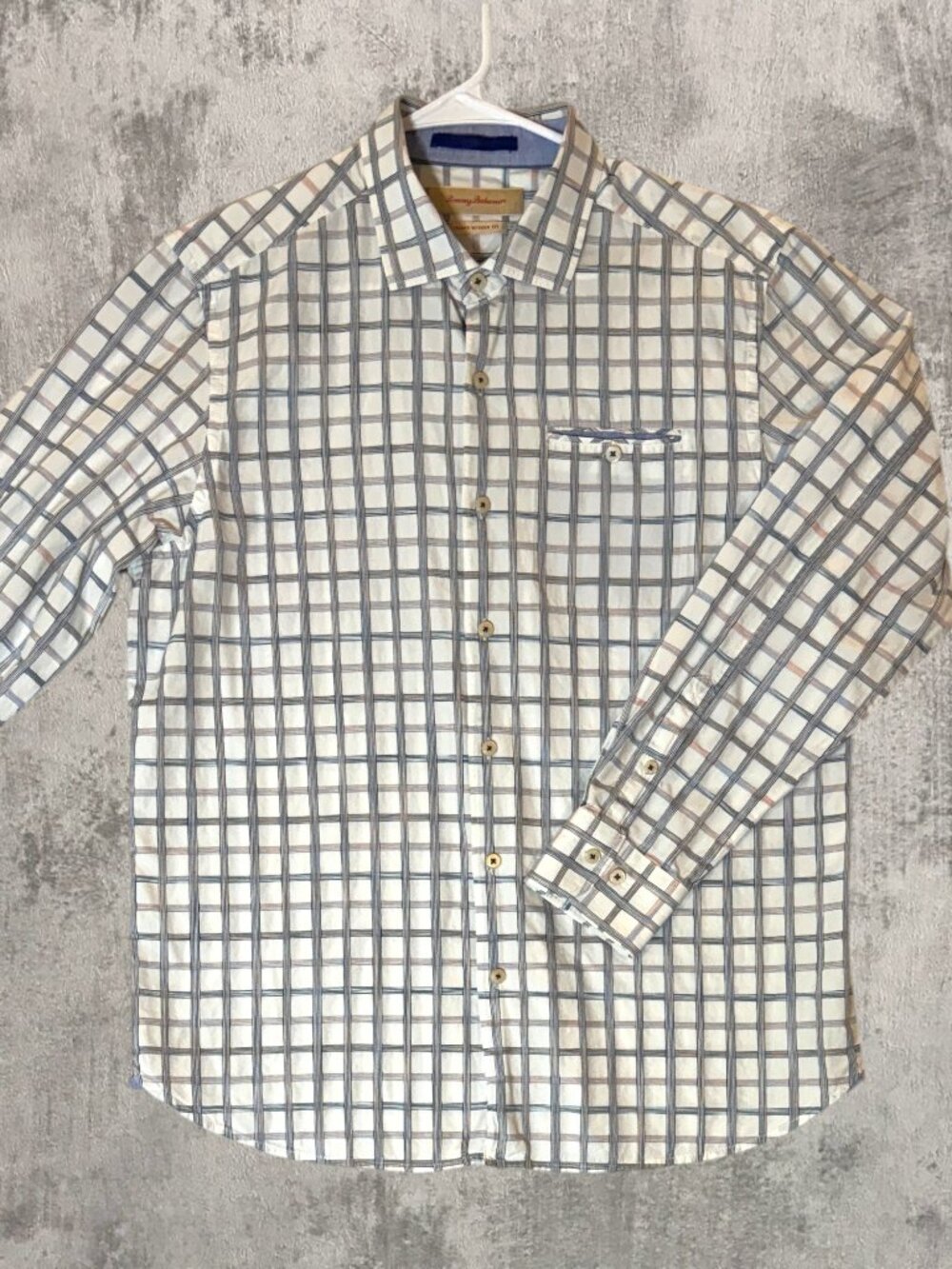 Tommy Bahama Island Modern Fit Men’s L Cotton Silk Long Sleeve Button Up White